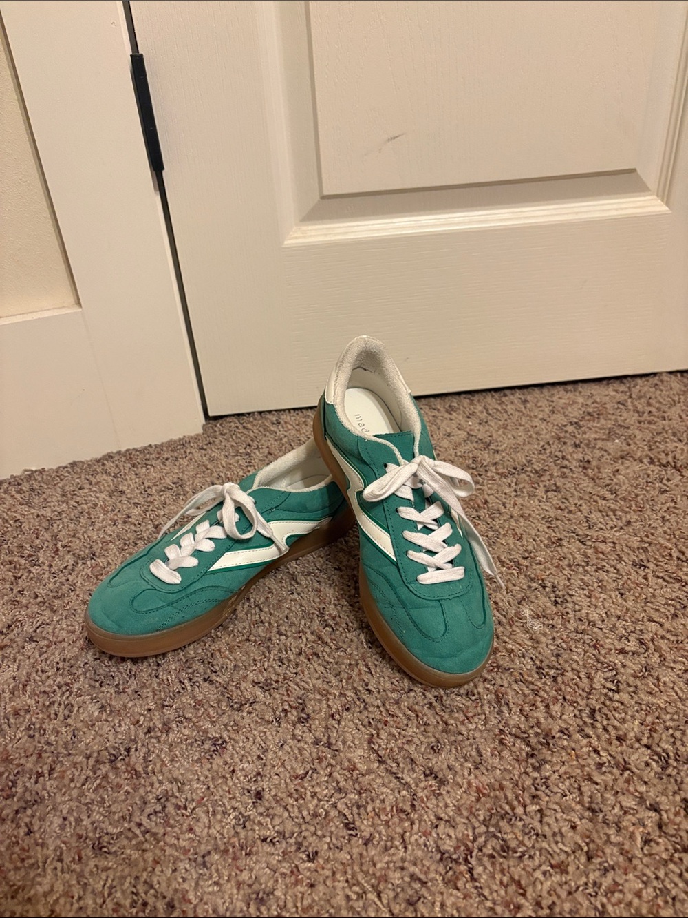 Madden Girl Green Lace-up Sneakers with White Stripe